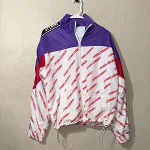 Opening Ceremony Multicolor All Over Logo Warm Up Jacket. Zip front lined.